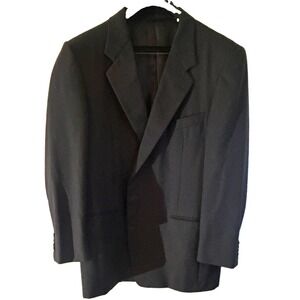 Hickey Freeman Men's Suit Coat Black Wool 43R Regular Solid 2-Button